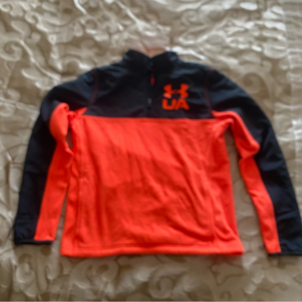 Under Armour Orange and Black ColdGear Pullover Half Zip Youth Large Top